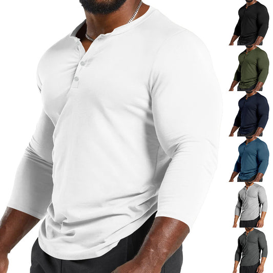 Chemise Henley à manches longues pour hommes en mélange de coton respirant avec détails en boutons Chic und Stil