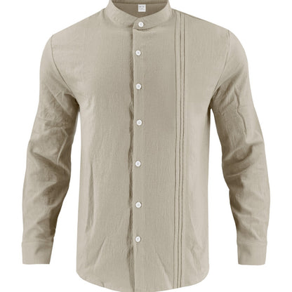 Chemise à manches longues tendance pour hommes avec surface texturée et col montant innovant Chic und Stil