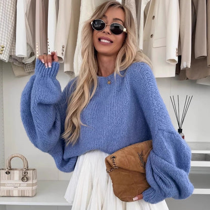 Pull en tricot pour femmes avec des manches volumineuses et une texture fine Chic und Stil