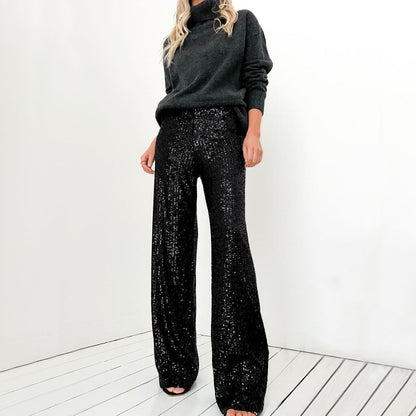 Dames Paillettes Glamour Pants Chic und Stil