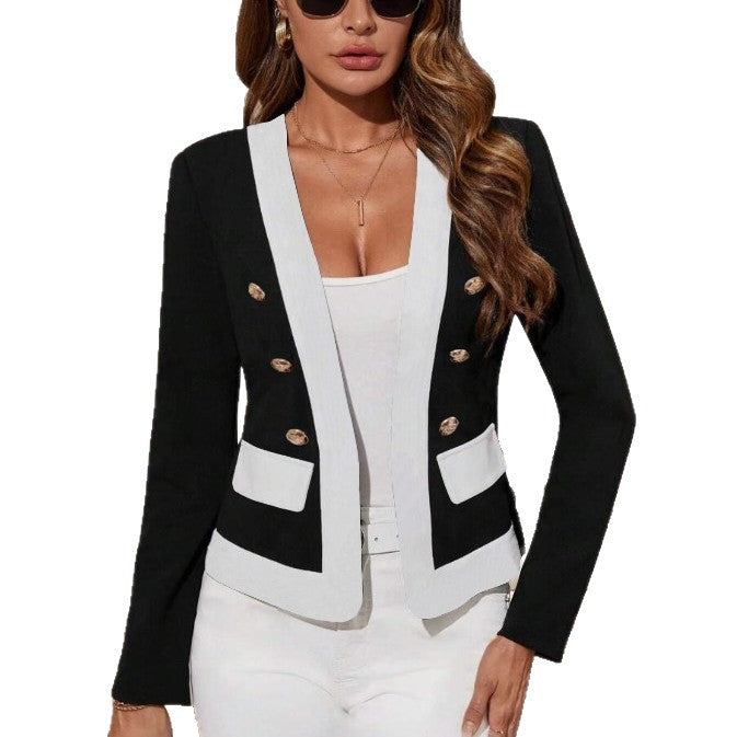 Blazer élégant pour femmes avec double boutonnage et détails contrastés Chic und Stil