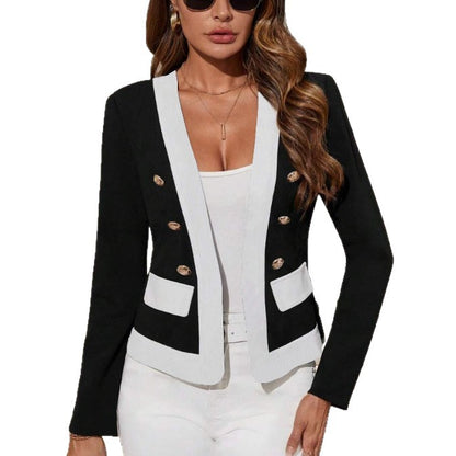 Blazer élégant pour femmes avec double boutonnage et détails contrastés Chic und Stil