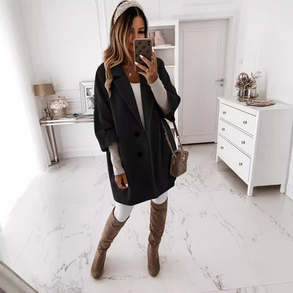 Dames Élégante Veste en Laine Oversize Chic und Stil