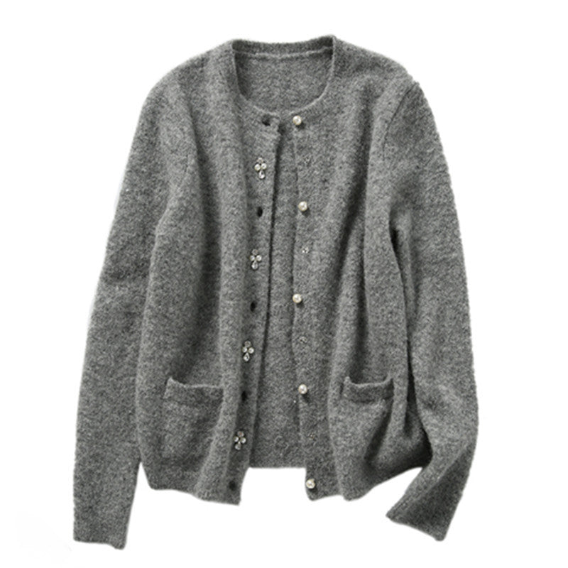 Cardigan en laine douce à boutons pour femmes Chic und Stil