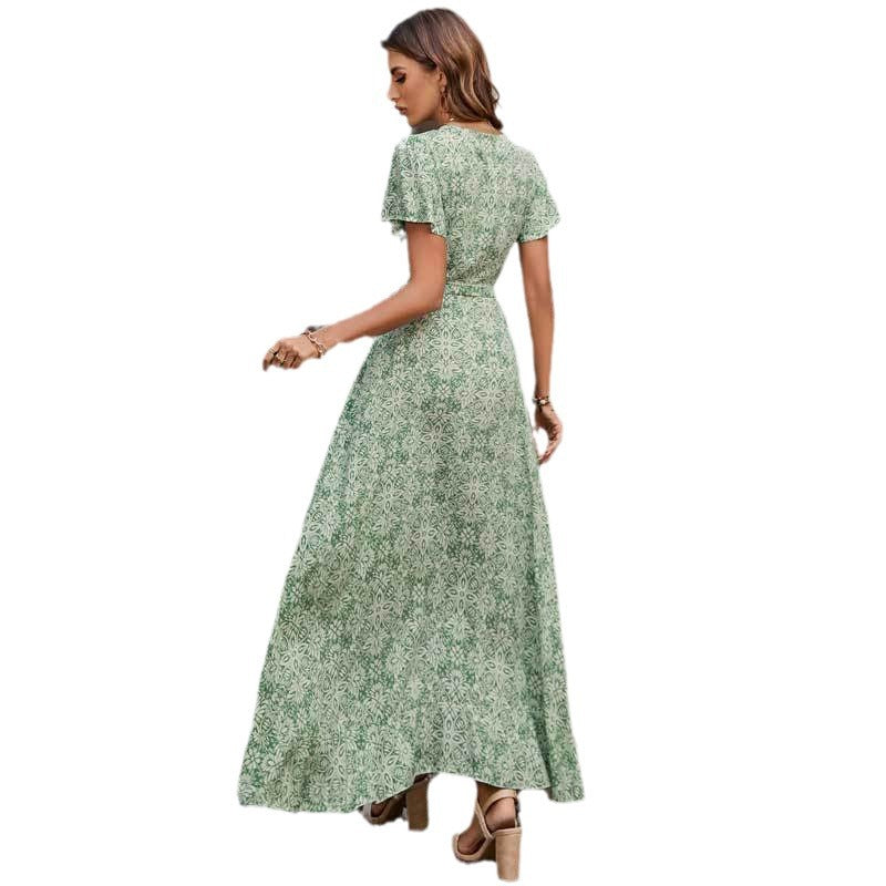 Dames Haute-Basse Robe Maxi Enveloppante Chic und Stil