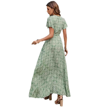 Dames Haute-Basse Robe Maxi Enveloppante Chic und Stil