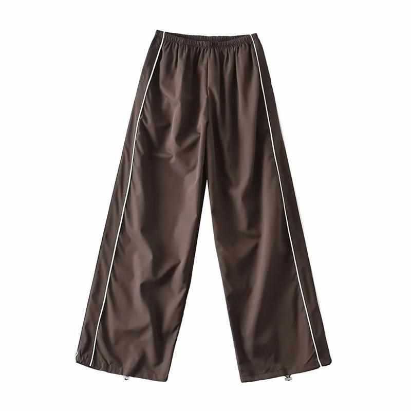 Damen weite Sporthose mit elastischem Bund und seitlichen Kontraststreifen Chic und Stil