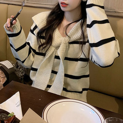 Pull femme rayé avec col doux et boucle pratique Chic und Stil