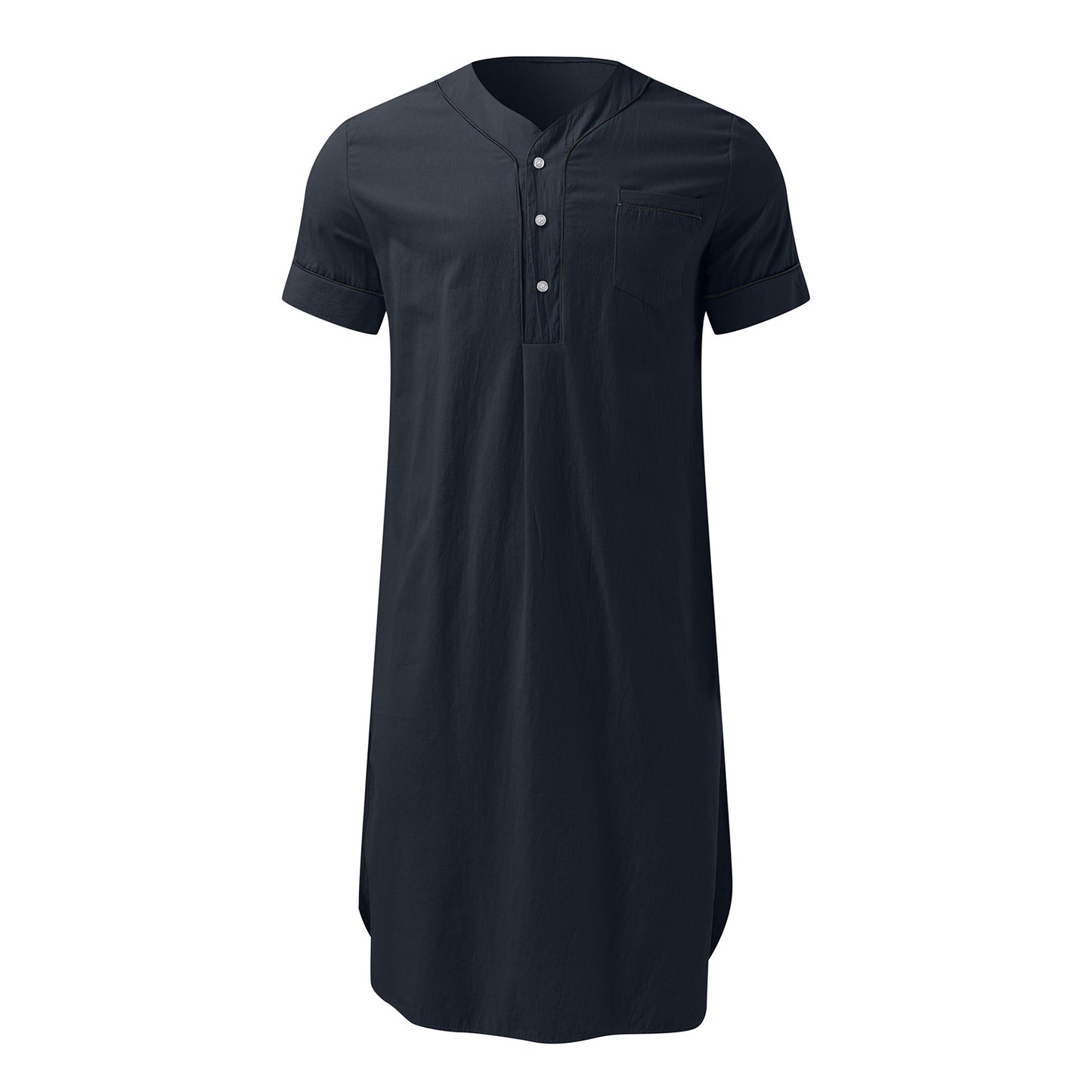 Robe courte à manches courtes pour femmes avec un col montant moderne et une patte de boutonnage pratique Chic und Stil