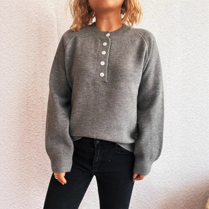 Pull en tricot confortable pour femmes avec détails de boutons Chic und Stil