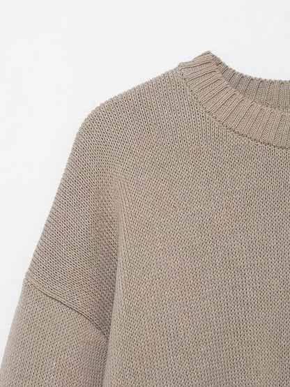 Pull en tricot décontracté pour femmes avec épaules tombantes et ourlet large Chic und Stil