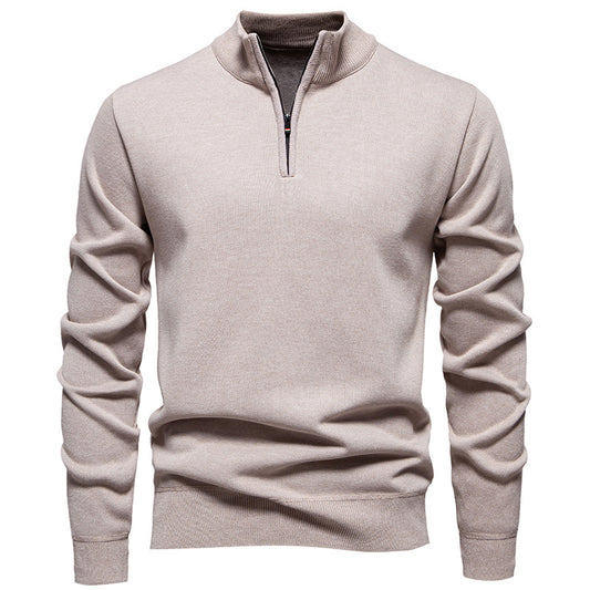Pull-over en maille fine pour hommes avec fermeture éclair courte et col montant Chic und Stil