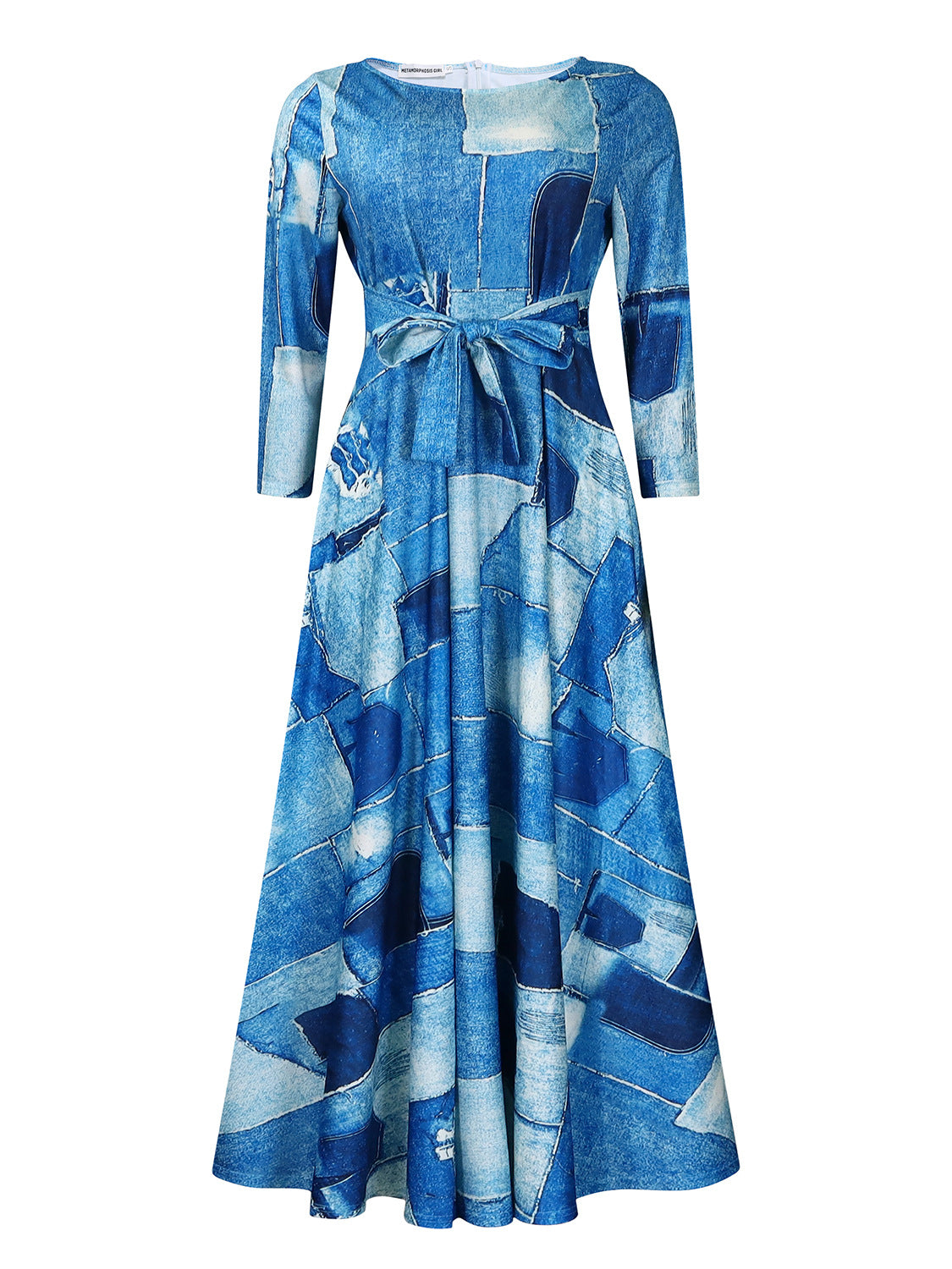 Robe maxi pour femmes avec ceinture à la taille et manches longues Chic und Stil