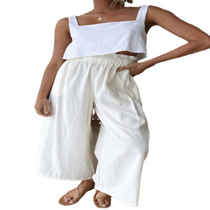 High-waisted palazzo pants for women with elastic waist and side pockets Chic and Style