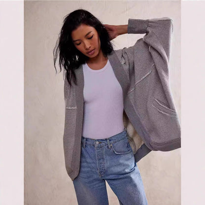 Dames à coupe ample cardigan tricoté avec finitions de manches ouvertes Chic und Stil