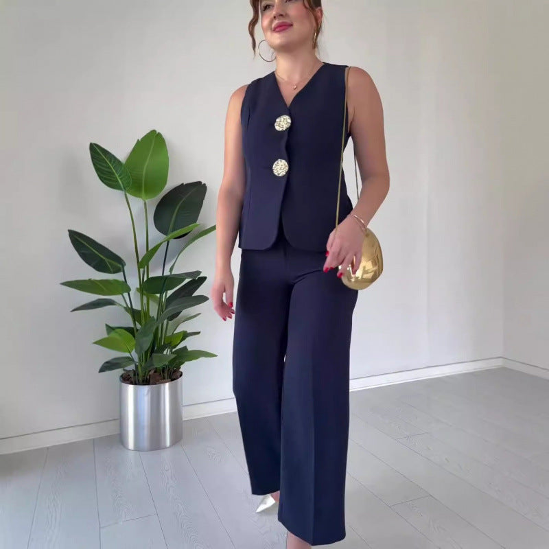 Dames Ensemble Blazer Deux Pièces Élégant avec Silhouette Féminine et Détails Tendance Chic und Stil