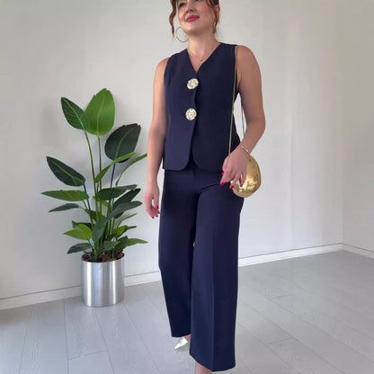 Dames Ensemble Blazer Deux Pièces Élégant avec Silhouette Féminine et Détails Tendance Chic und Stil