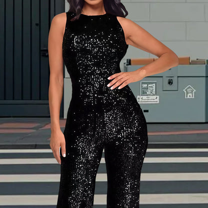 Women's Glamorous Jumpsuit with Sequin Details and Chic and Stylish Fitted Silhouette
