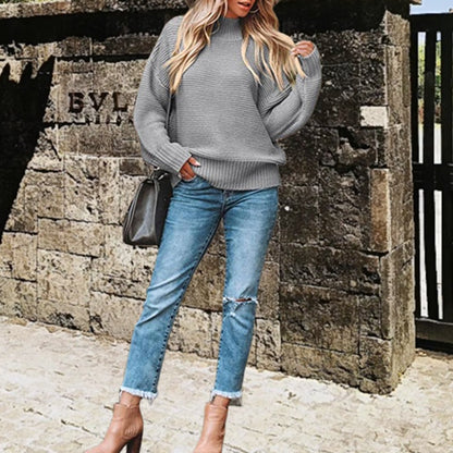 Pullover en tricot épais pour femmes avec col haut et coupe décontractée Chic und Still