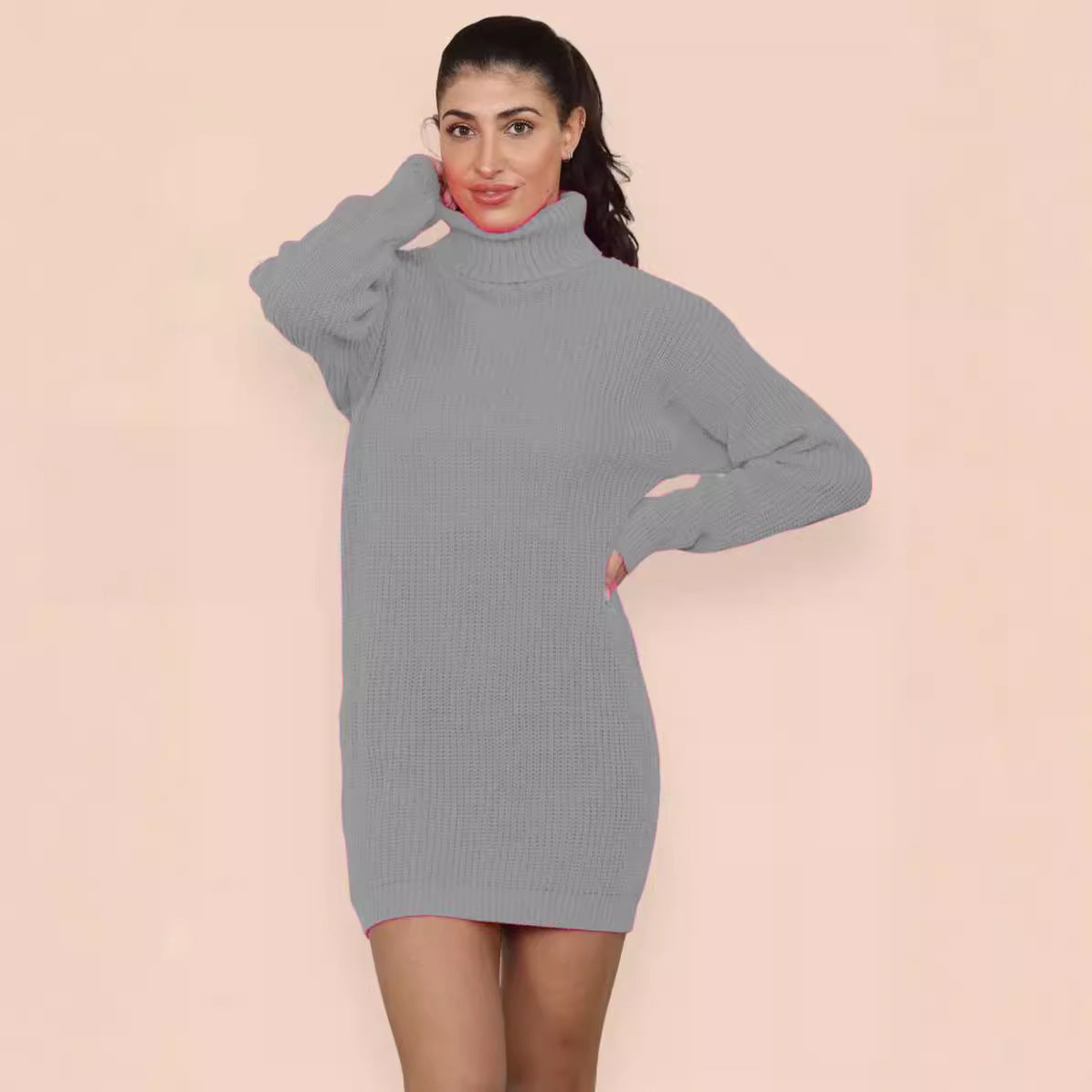 Robe en tricot pour femmes avec col roulé confortable et coupe décontractée Chic und Still