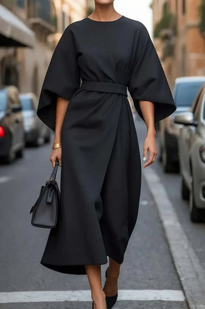 Robe maxi femme avec des manches volumineuses et une ceinture élégante Chic und Stil