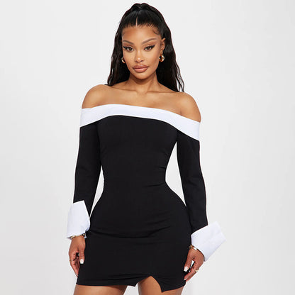 Robe mini hors-épaules pour femmes avec des manches bouffantes élégantes Chic und Stil