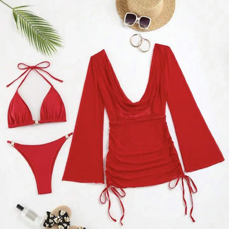 Robe de plage pour dames avec décolleté en V et manches larges Chic und Stil