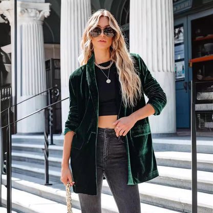Dames Blazer en velours élégant avec poches Chic und Stil