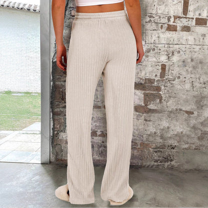 Soft ribbed pants for women with elastic waistband and practical pockets Chic and Style