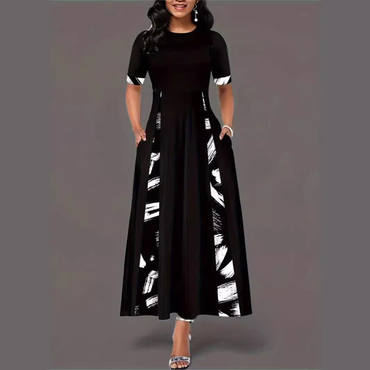 Robe maxi pour femmes avec motif artistique et poches pratiques Chic und Stil