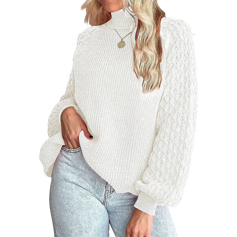 Pull en tricot épais pour femmes avec col montant et motif texturé Chic und Stil