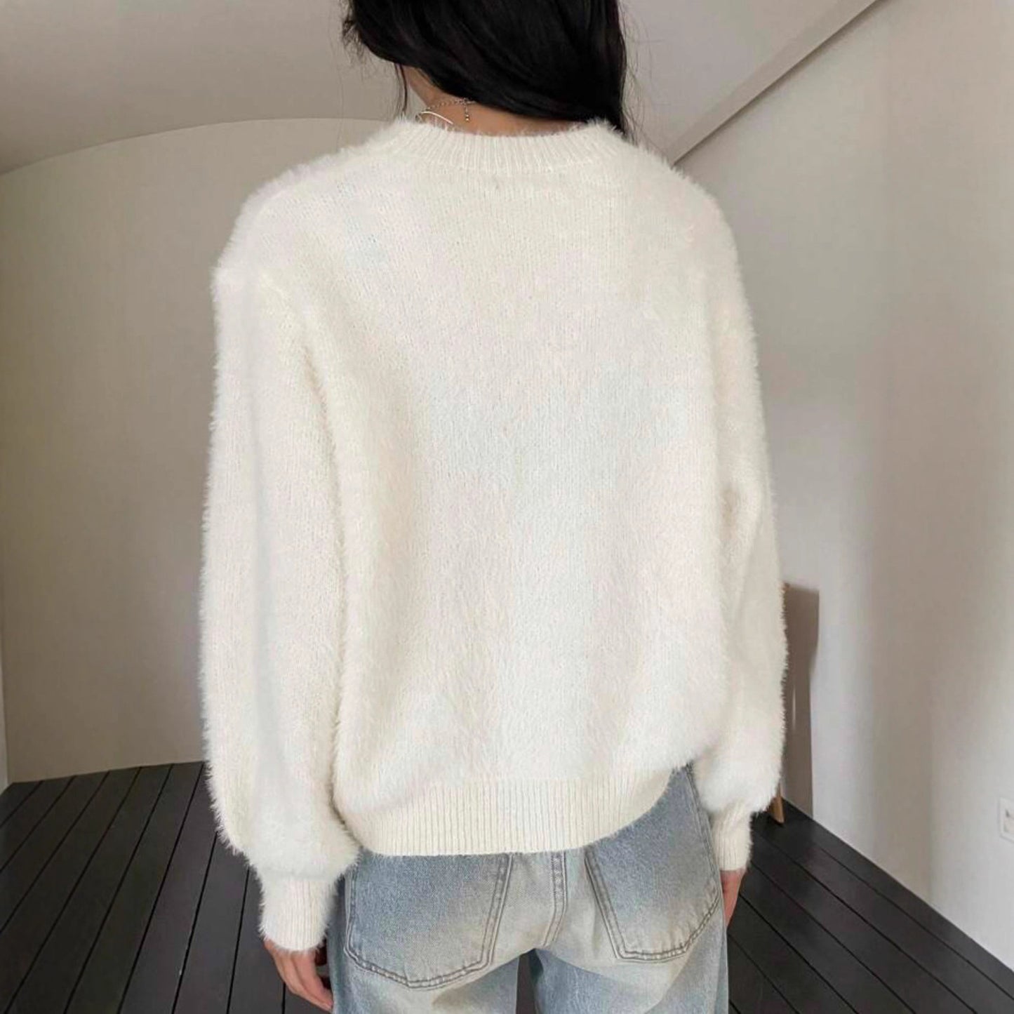 Dames Pull Douillet Tendance à Coupe Largue Chic und Stil