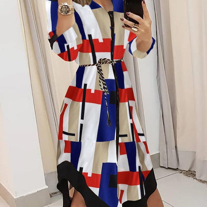 Robe chemise midi rayée pour femmes avec ceinture cintrée Chic und Stil
