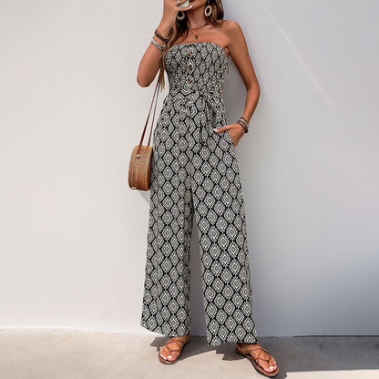 Combinaison décontractée pour femmes avec haut élastique et motif à la mode Chic und Stil