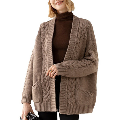 Cardigan en gros tricot pour femmes avec poches et coupe décontractée Chic und Stil