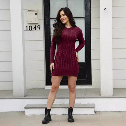Robe en tricot pour femmes avec un motif de tresses artistique et une coupe ajustée Chic und Stil