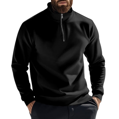 Men's fleece pullover with high collar and half zipper chic and style