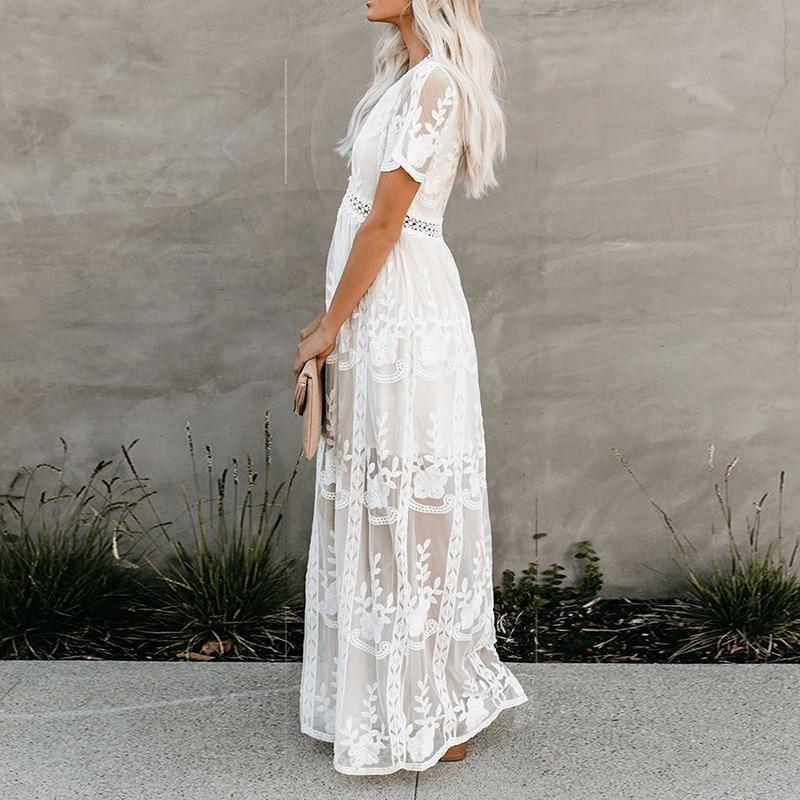 Robe maxi brodée élégante pour femmes Chic und Stil