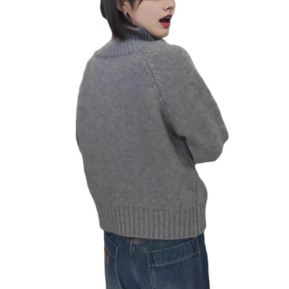 Pull en tricot pour femmes avec col haut et fermeture éclair pratique Chic und Stil