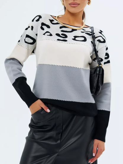 Pull oversized pour dames avec motif léopard Chic und Stil