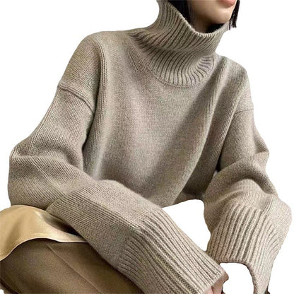 Dames Pull à col roulé douillet en tricot doux Chic und Stil