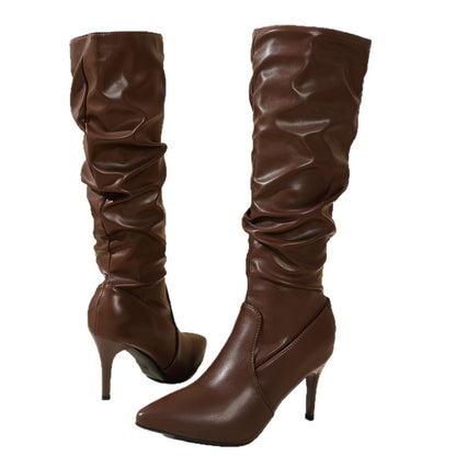 Bottes à talons hauts pour femmes avec design froncé Chic und Stil