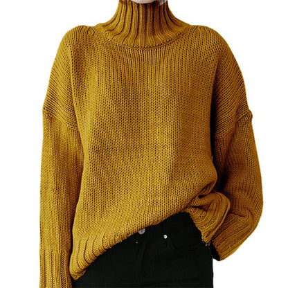 Dames Pull-over en tricot épais avec col montant et coupe décontractée Chic und Stil