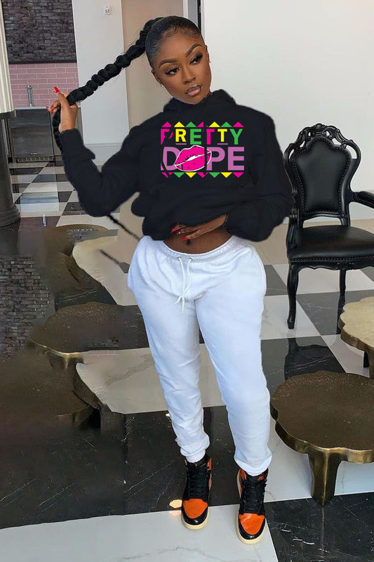 Sweatpants and hoodie set for women with modern graphics and creative print Chic and Style