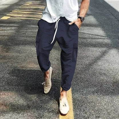 Pantalon cargo décontracté pour hommes avec taille ajustable et poches latérales pratiques Chic und Stil