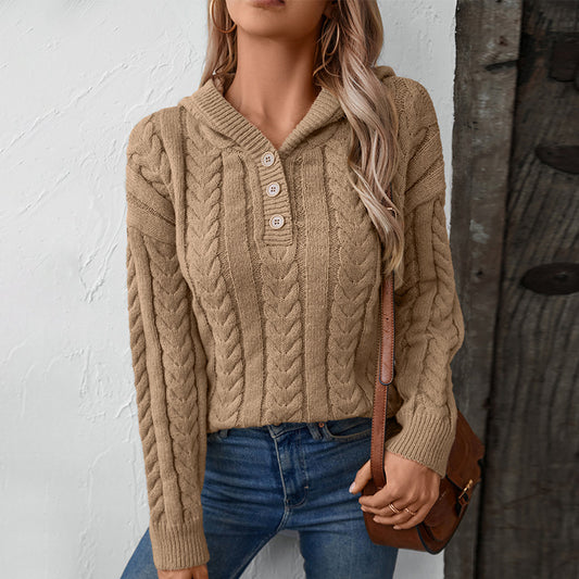 Pull à capuche en tricot pour femmes avec motif en torsades Chic und Stil