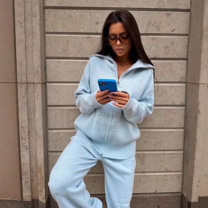 Pull à fermeture éclair pour femmes au design côtelé avec coupe décontractée Chic und Stil