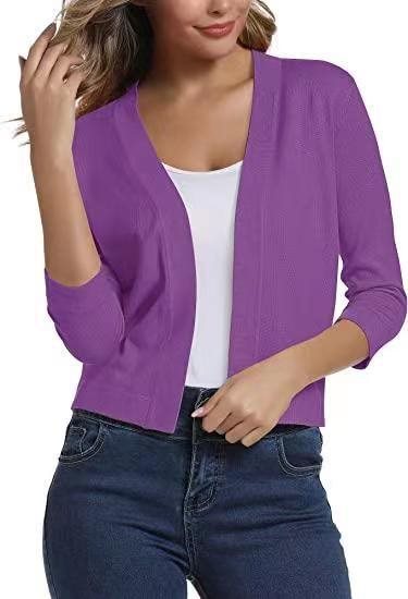 Dames cardigan décontracté avec devant ouvert et manches 3/4 Chic und Stil