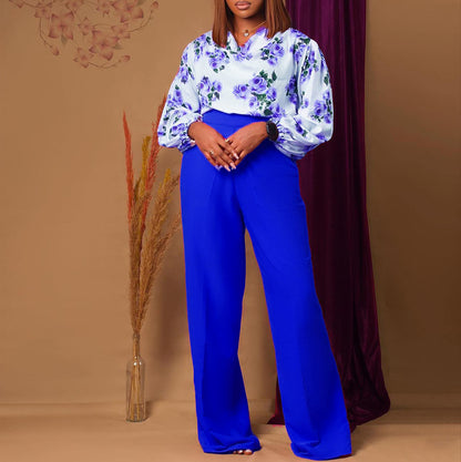 Combinaison pour femmes avec haut floral et pantalons larges Chic und Stil