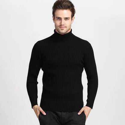 Pull à col roulé pour hommes en fine maille côtelée Chic und Stil